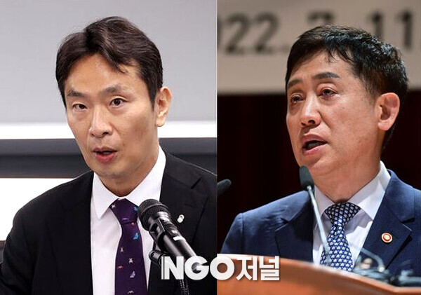 (사진 왼쪽부터) 이복현 금감원장, 김주현 금융위원장. 사진=NGO저널 DB