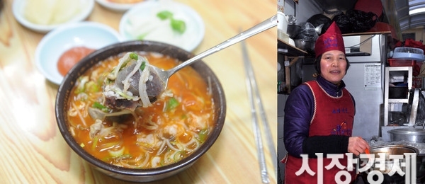 진주 중앙유등시장 - 함양식당 순대국밥, 김경자 사장